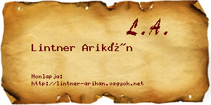 Lintner Arikán névjegykártya